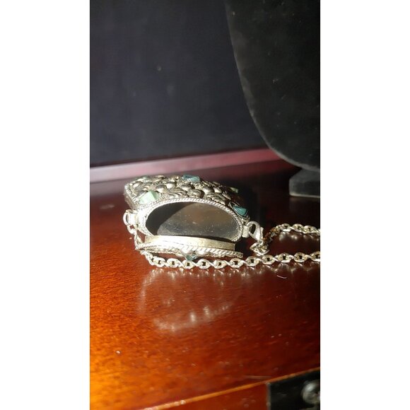 Sajai Gemstone Coin Purse Ethnic Silver Pendant Necklace Green Gemstones Bohemia - Picture 9 of 16